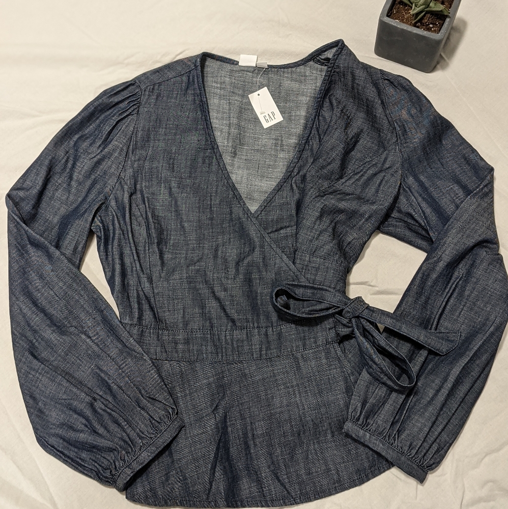 NWT GAP wrap denim blouse